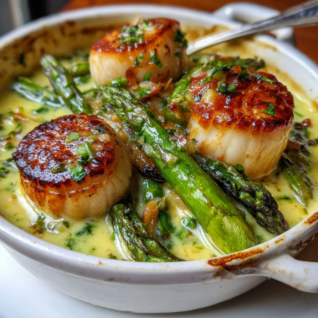 Cassolette de Saint-Jacques et Asperges