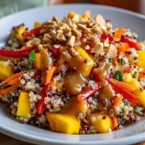 Salade Quinoa Mangue et Sauce Cacahuète
