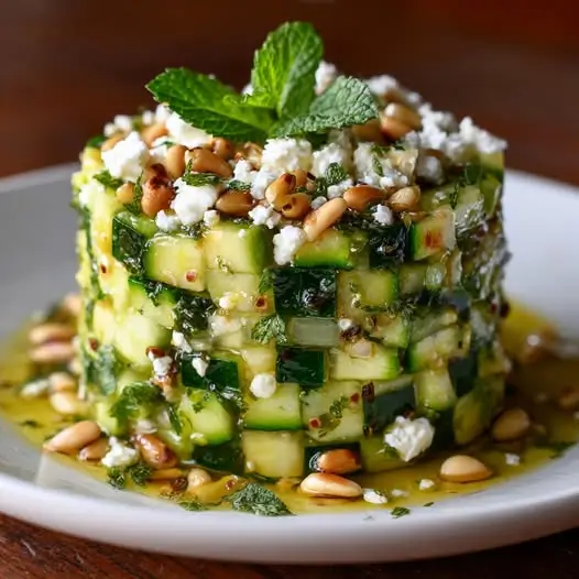 Tartare de Courgette Crue, Feta et Menthe Fraîche