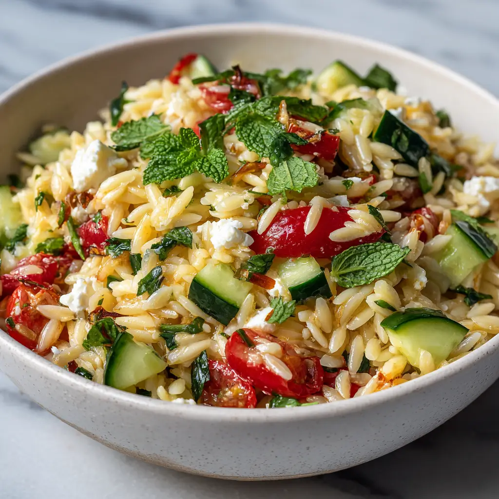 Salade d'Orzo Grecque au Concombre et Menthe