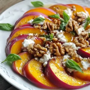 Carpaccio de nectarines au chèvre frais et noix