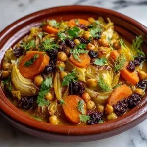 Tajine Doux de Fenouil, Carottes et Pois Chiches Épicés
