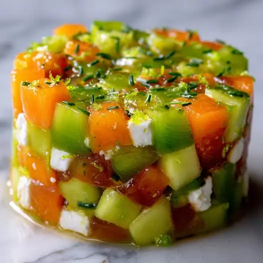 Tartare de melon, avocat et chèvre frais