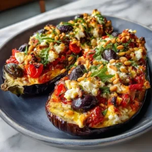Aubergines Farcies à la Grecque Feta et Olives