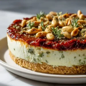 Cheesecake salé tomate-basilic et crumble de parmesan