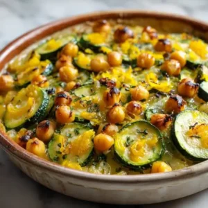 Cocotte de courgettes fondantes, pois chiches et citron confit