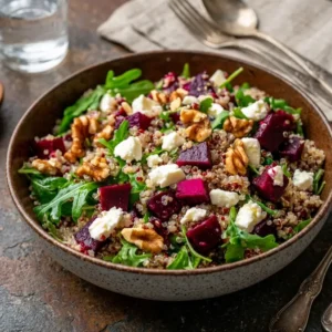 Salade 'Vitalité' aux 3 Quinoas Betterave, Feta, Noix et Sa Vinaigrette Acidulée