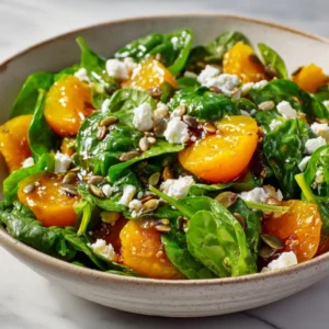 Salade d'Épinards Frais, Abricots et Feta