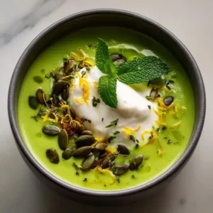 Soupe froide de courgettes, menthe et yaourt