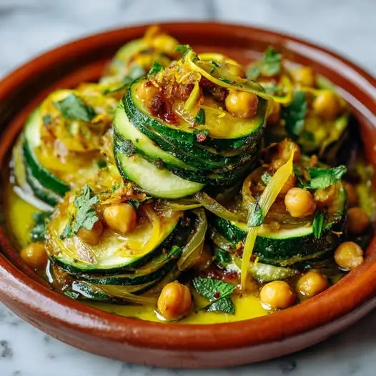 Tajine de courgettes aux pois chiches et citron confit