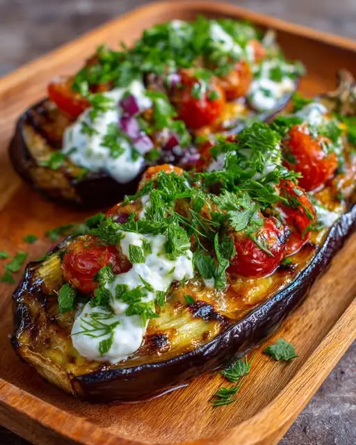 Aubergines Rôties au Four et Sauce Yaourt Fondante