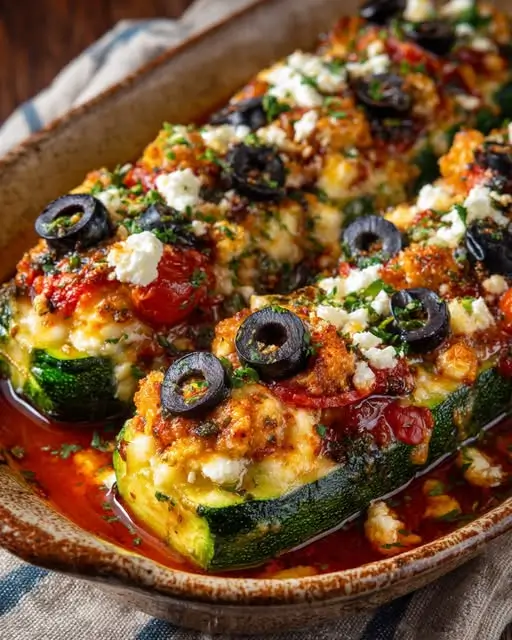 Courgettes Farcies au Soleil Tomates Olives et Feta