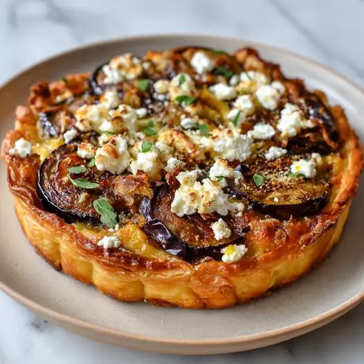 Tarte Fine aux Aubergines Crousti-Fondante