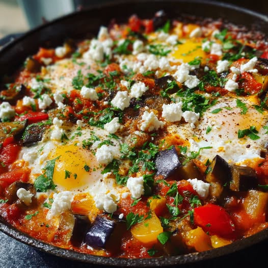 Shakshuka de Fin d'Été aux Aubergines et Feta Fondante