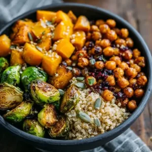 Buddha Bowl Automnal Courge Butternut, Choux de Bruxelles