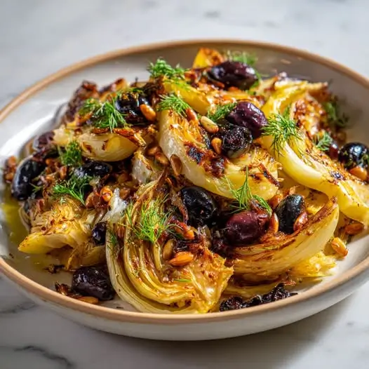 Fenouil Rôti au Citron & Olives Noires