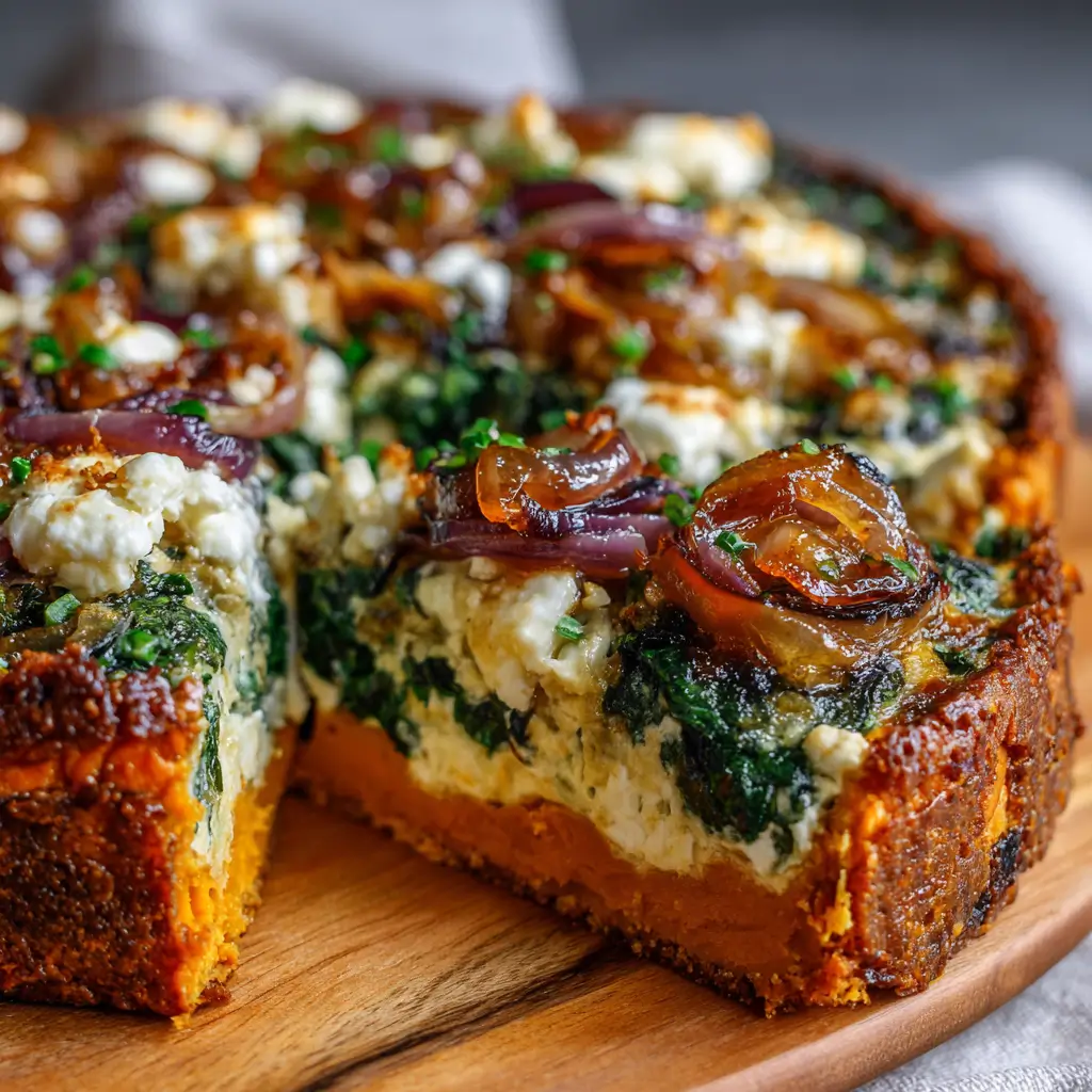 Découvrez notre quiche croquante aux patates douces, épinards, feta et oignons caramélisés au miel. Une recette gourmande, facile et saine.