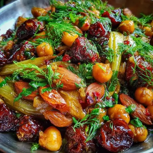 Tajine de Fenouil, Figues et Pois Chiches aux Amandes