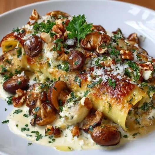 Cannellonis Ricotta Champignons et Crème de Noisettes