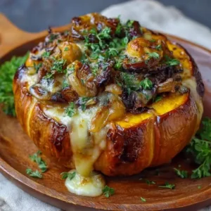 Potimarron Farci Rôti au Four Champignons et Comté