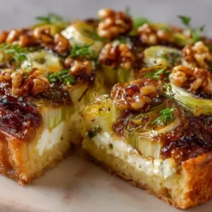 Tatin Salée de Poireaux, Chèvre et Noix